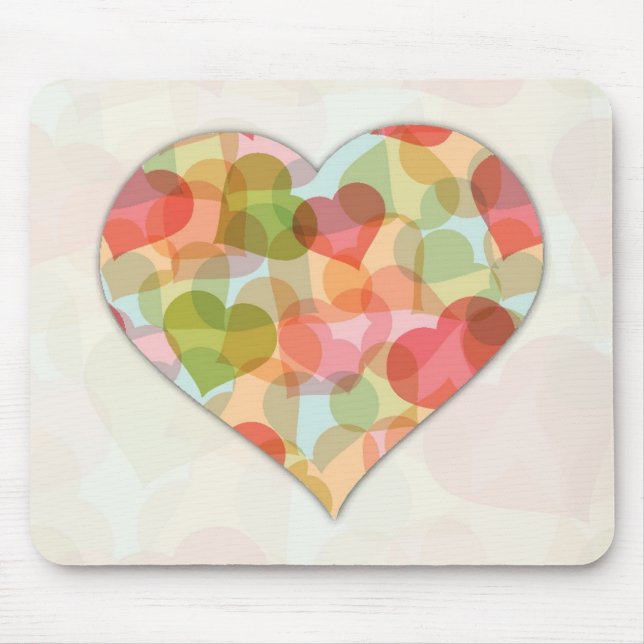 Tapis De Souris Jour de Valentines heureux avec les coeurs colorés (Devant)