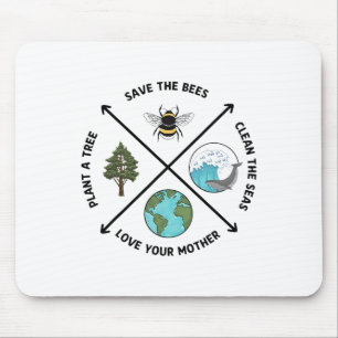 Tapis De Souris Jour des terres Sauver Les Abeilles Plante Plus D'