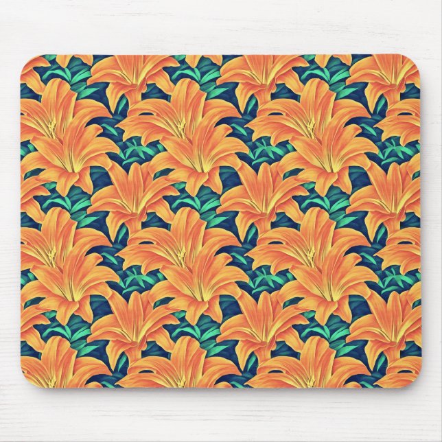 Tapis De Souris Jour d'Orange avec des Feuilles verts (Devant)