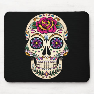 Tapis De Souris Jour du crâne de sucre mort avec Rose