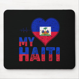 Tapis De Souris Jour du Drapeau Haïtien Amour Haïti Cœur Racines H