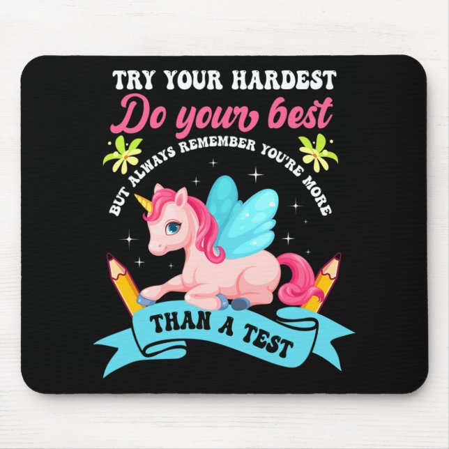 Tapis De Souris Jour Shirt Unicorn Test Jour (Devant)