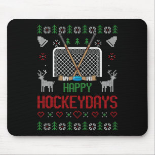 Tapis De Souris Jours de hockey heureux Hockeydays Noël laid Xmas