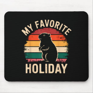 Tapis De Souris Joyeuse fête de la marmotte vintage 2025 Woodchuck