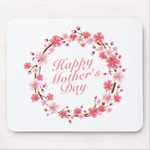 Tapis De Souris Joyeuse Fête des Mères Florale Wreath Mousepad