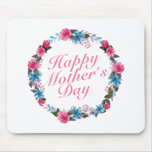 Tapis De Souris Joyeuse Fête des Mères Florale Wreath Mousepad