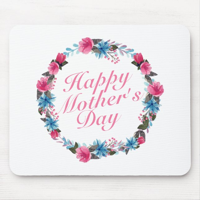 Tapis De Souris Joyeuse Fête des Mères Florale Wreath Mousepad (Devant)