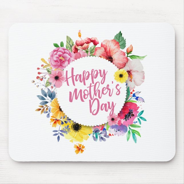 Tapis De Souris Joyeuse Fête des Mères Florale Wreath Mousepad (Devant)