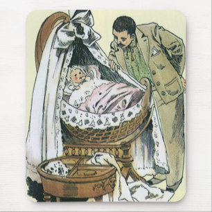 Tapis De Souris Joyeuse Fête des Pères Vintage, Couffin de bébé vi
