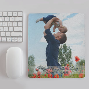 Tapis De Souris Joyeuse fête du Premier Père Photo personnalisée e