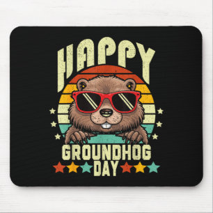Tapis De Souris Joyeuse journée de la marmotte 2025 Marmotte rétro