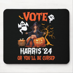 Tapis De Souris Joyeuse journée Halloween Votez Harris 2024 Ou Vou