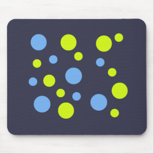 Tapis De Souris Joyeuses bulles bleues jaunes funky