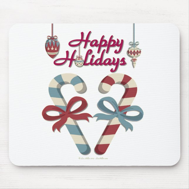 Tapis De Souris Joyeuses vacances Sucre de canne coeur (Devant)