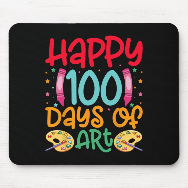 Tapis De Souris Joyeux 100 Jours D'École D'Art Enseignants Filles  (Devant)