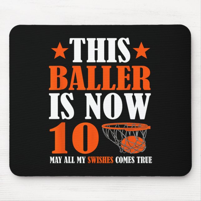 Tapis De Souris Joyeux 10e anniversaire 10 ans Basketball 10e Bi (Devant)