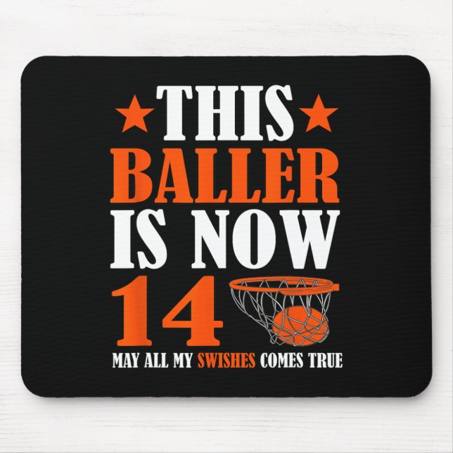 Tapis De Souris Joyeux 14e anniversaire 14 ans Basketball 14e Bi (Devant)