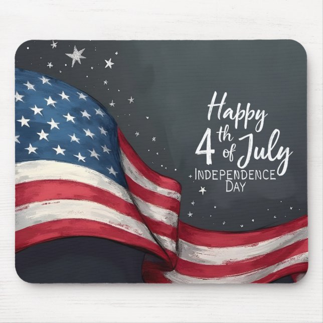 Tapis De Souris Joyeux 4 juillet Illustration d'art de drapeau vin (Devant)