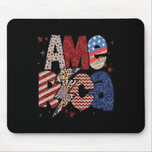 Tapis De Souris Joyeux 4 juillet Léopard Usa Drapeau Américain Pat