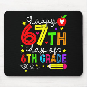 Tapis De Souris Joyeux 67e jour d'enseignant de 6e année étudiant