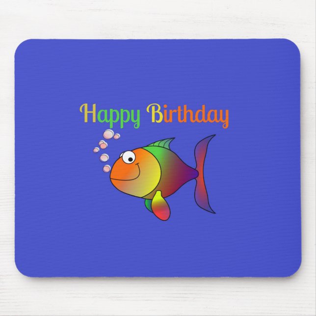 Tapis De Souris Joyeux anniversaire, Bubbles le modèle de poisson (Devant)