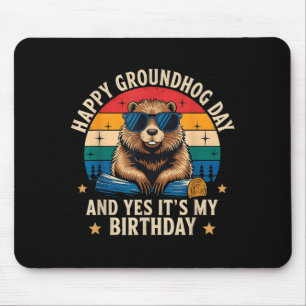 Tapis De Souris Joyeux anniversaire Groundhog Day Funny Retro Suns