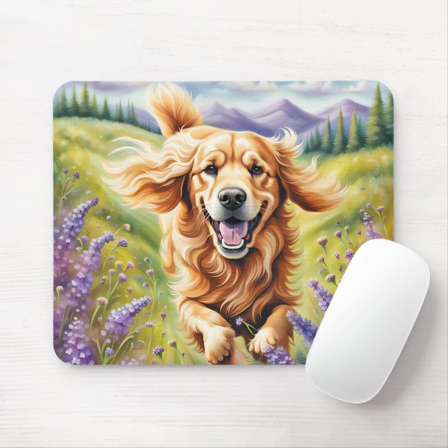 Tapis De Souris Joyeux Auteur D'Or Dans Le Champ De Lavande (Avec souris)