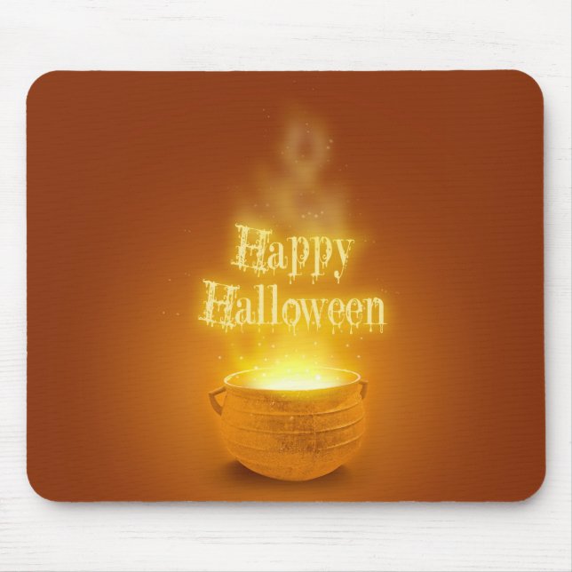 Tapis De Souris Joyeux Caldron de la sorcière d'Halloween (Devant)