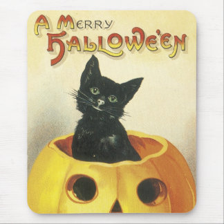 Tapis De Souris Joyeux chat démodé de Halloween