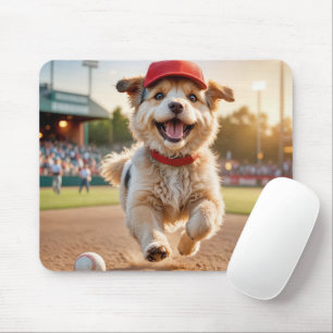 Tapis De Souris Joyeux chien portant un Casquette de baseball