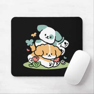 Tapis De Souris Joyeux Chiots Arrivés En Mai - Kawaii Dog Art