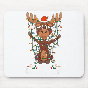 Tapis De Souris Joyeux Christmoose Noël Mooses Xmas Arbre Lumineux