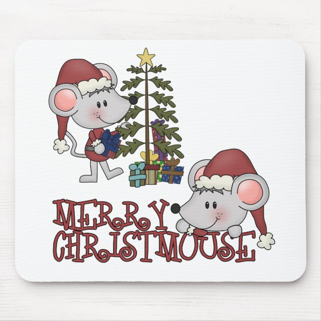 Tapis De Souris Joyeux Christmouse avec l'arbre (Devant)