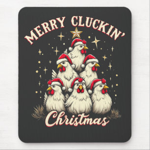 Tapis De Souris Joyeux clucage Noël Funny Chicken Roosters