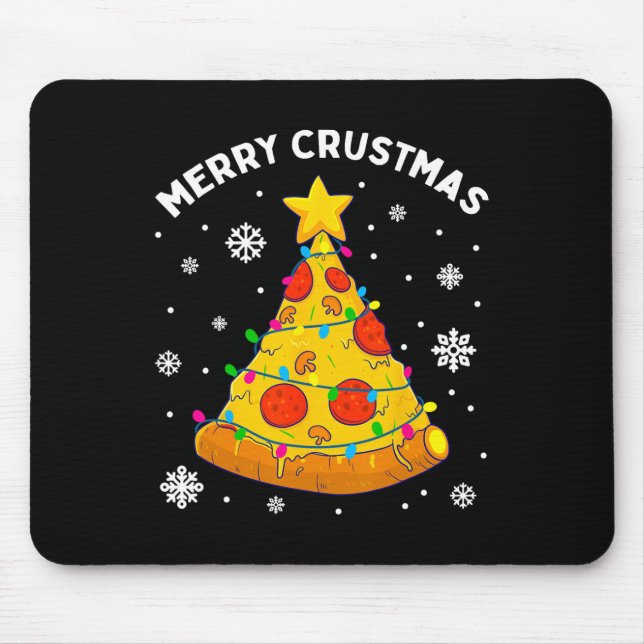 Tapis De Souris Joyeux Crustmas Pizza Arbre de Noël Joyeux Noël (Devant)