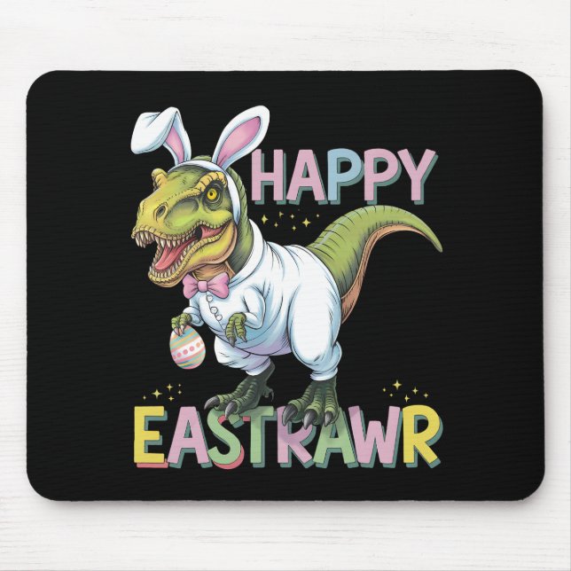 Tapis De Souris Joyeux Eastrawr T Rex Pâques Dinosaure Lapin Œuf (Devant)
