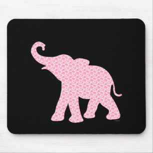 Tapis De Souris Joyeux Eléphant Rose Art Motif mou