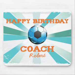 Tapis De Souris Joyeux entraîneur de football Anniversaire Orange/