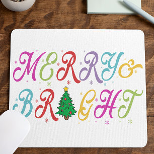 Tapis De Souris Joyeux et brillant Colorful Arbre de Noël Festif