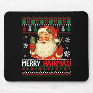 Tapis De Souris Joyeux Hairmas Sweater de Noël Santa Coiffeur