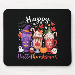 Tapis De Souris Joyeux Hallothanksmas Amoureux du Café Halloween J