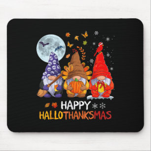 Tapis De Souris Joyeux Hallothanksmas Gnomes Halloween Thanksgivin