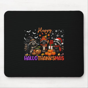 Tapis De Souris Joyeux Hallothanksmas Raton laveur Halloween Thank