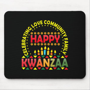 Tapis De Souris Joyeux Kwanzaa célébrant l'amour Kinara Noël Af