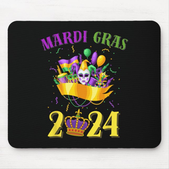 Tapis De Souris Joyeux Mardi Gras 2024 Carnaval de Tee Mardi Gras  (Devant)