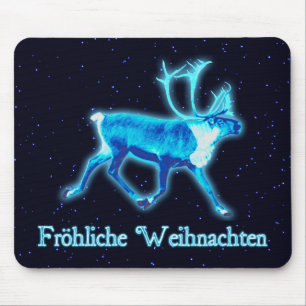 Tapis De Souris Joyeux Noël - Blue Caribou (Renne)
