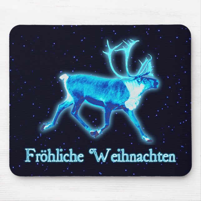 Tapis De Souris Joyeux Noël - Blue Caribou (Renne) (Devant)