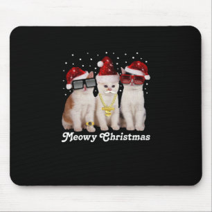 Tapis De Souris Joyeux Noël Cute Chat avec Père Noël