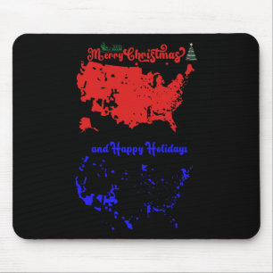 Tapis De Souris Joyeux Noël Et Joyeuses Fêtes Carte Usa Festive