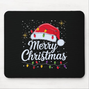 Tapis De Souris Joyeux Noël Lumières Rouge Noël Chapeau Noël Famil